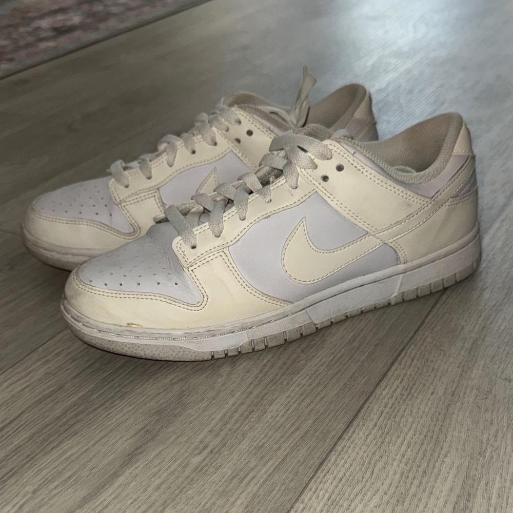 Nike Beige and White Low-Top Sneakers